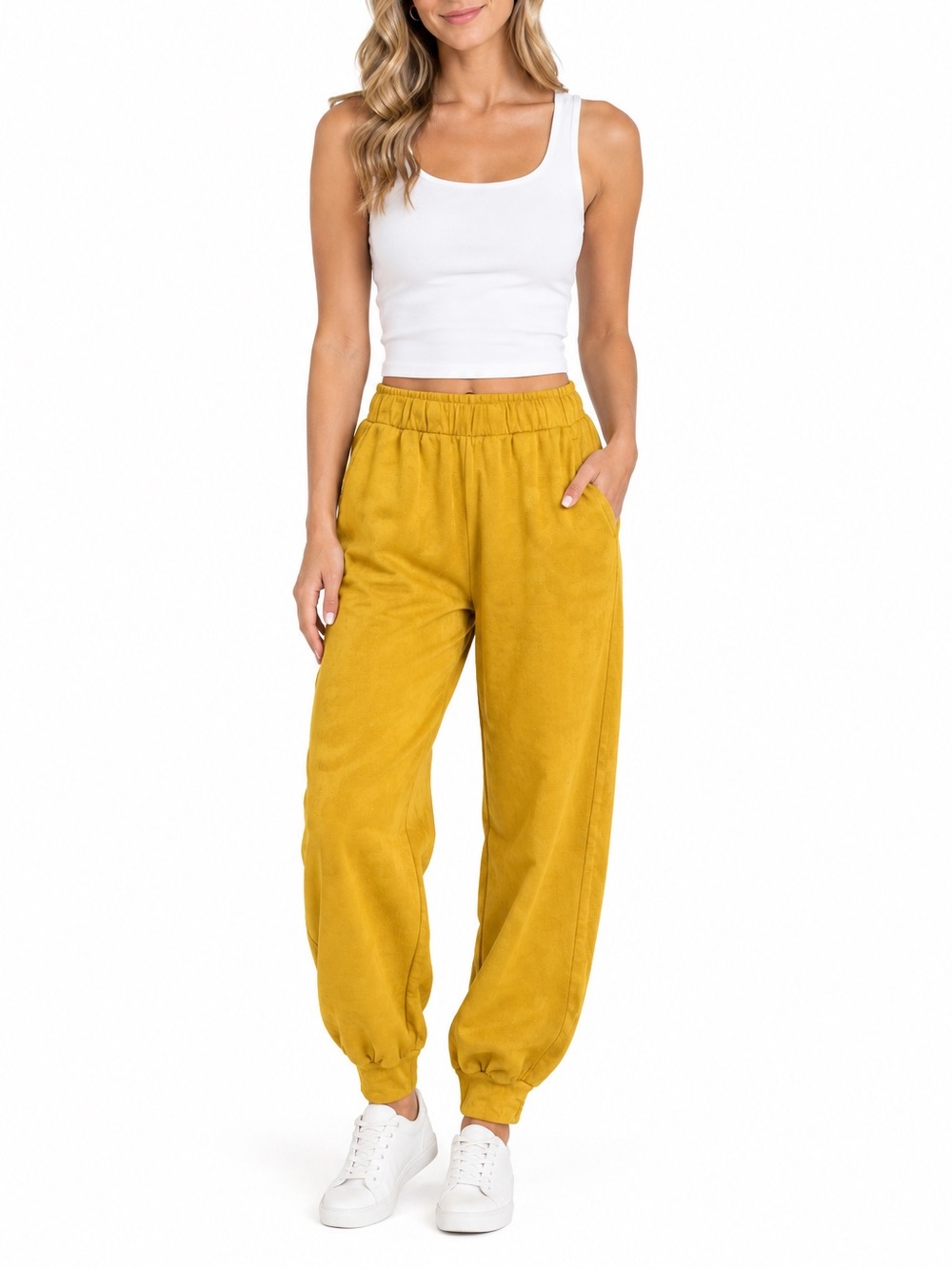 Divided Size XS Yellow High-Rise Jogger Sweatpants